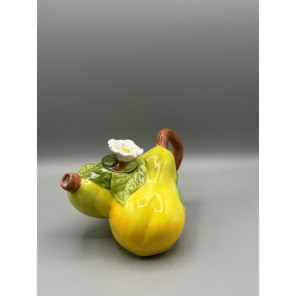 Vintage Jay Willfred Pear Teapot Flower Lid Andrea by Sadek Tea Pot
